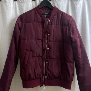 Burgundy Forever 21 puffer jacket